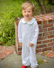 Long Sleeve Bitty Dot Knit Romper - Red & Green