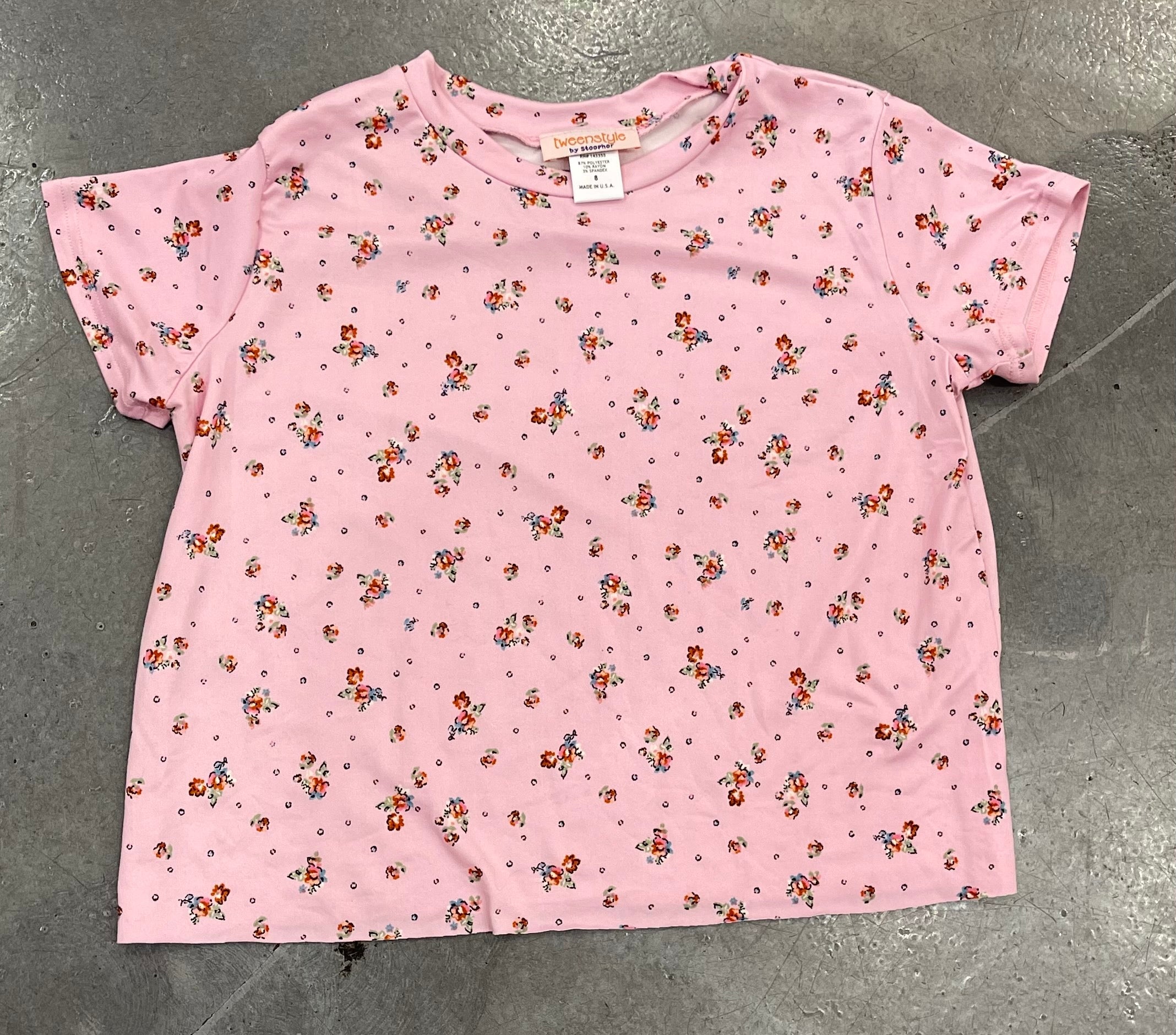 Tweenstyle - Blush Floral Boxy Tee
