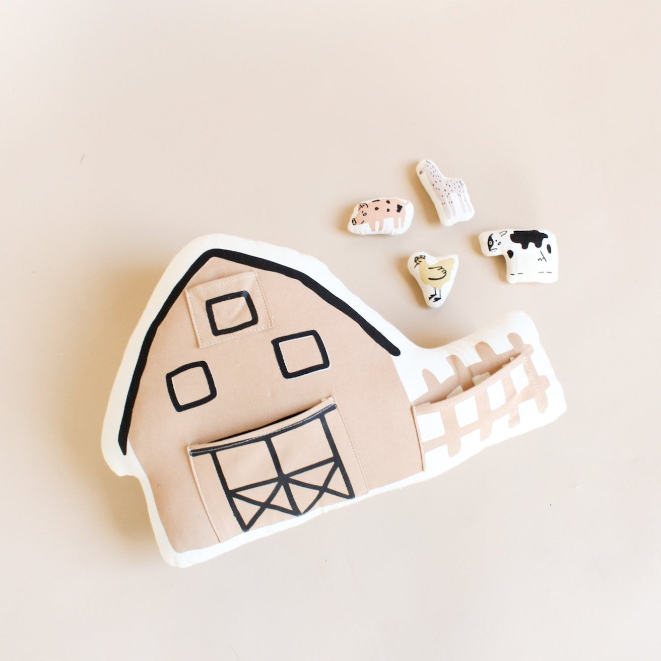 Interactive Farmhouse + Animal Pillow