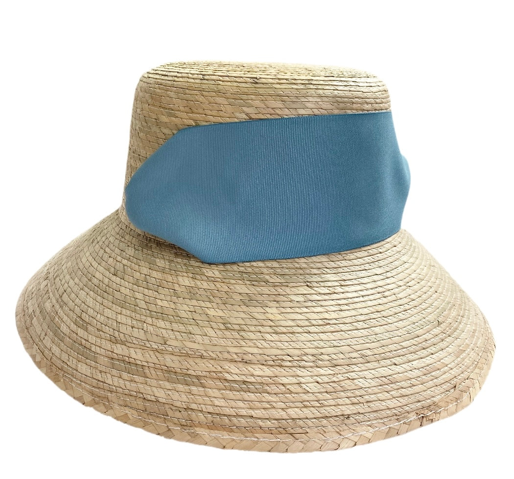 Clematis Bucket Hat - French Blue Wide & Short Grosgrain Ribbon