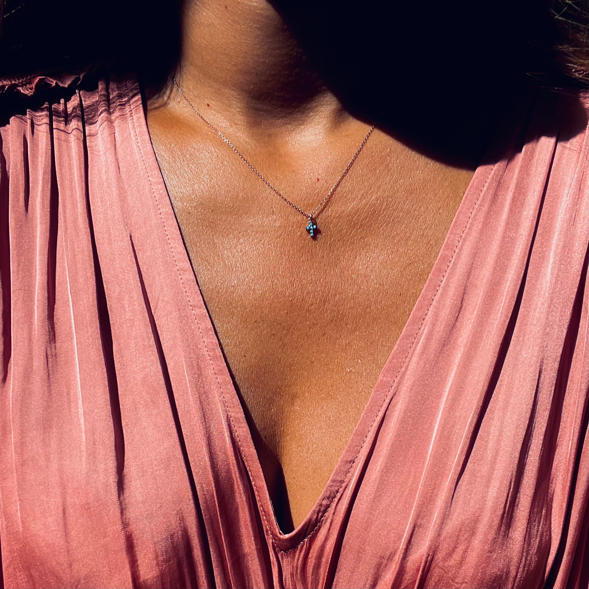 Mini Turquoise Cross Necklace