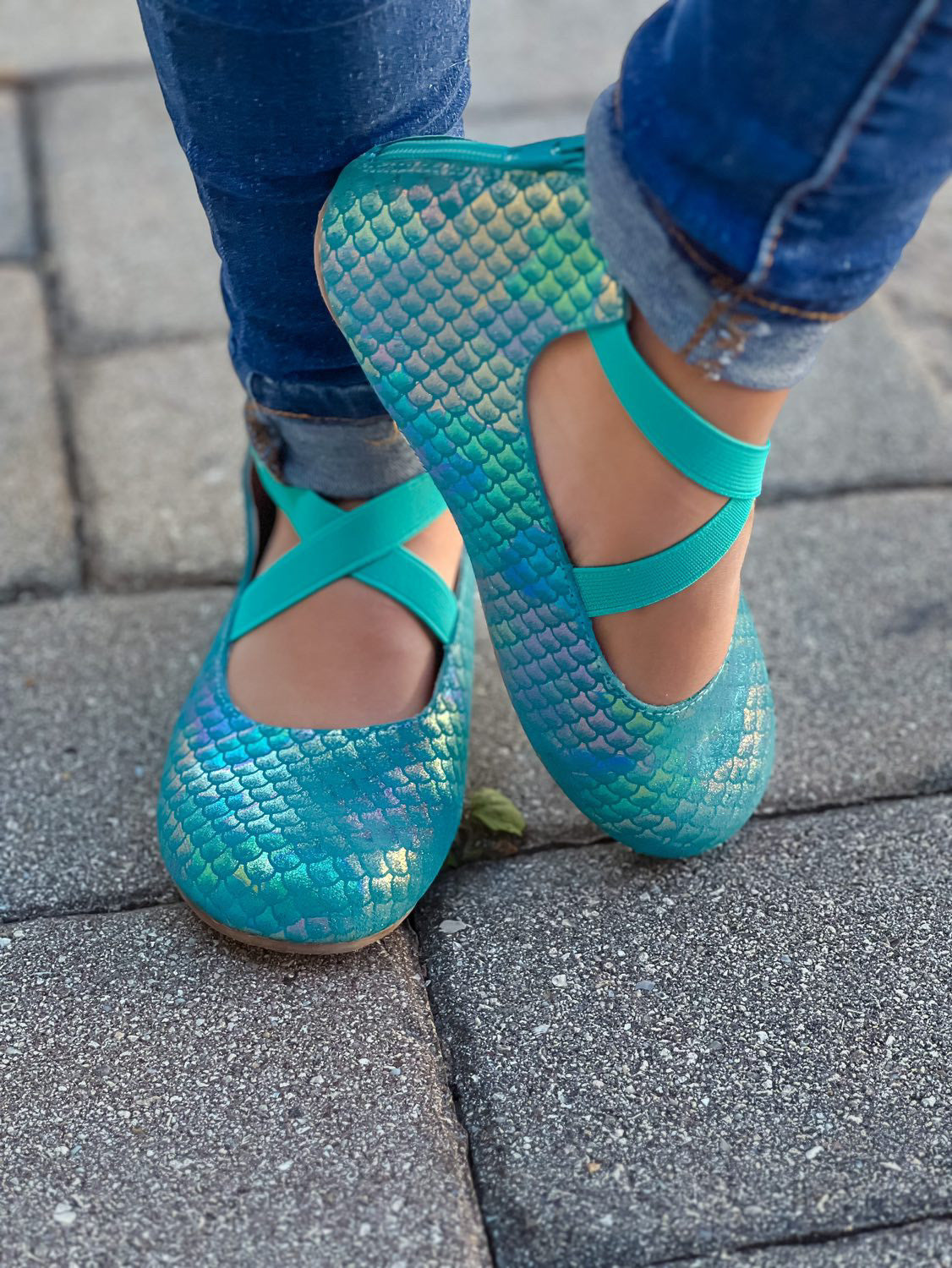 Zipper Ballet - Green/blue Mermaid Scales
