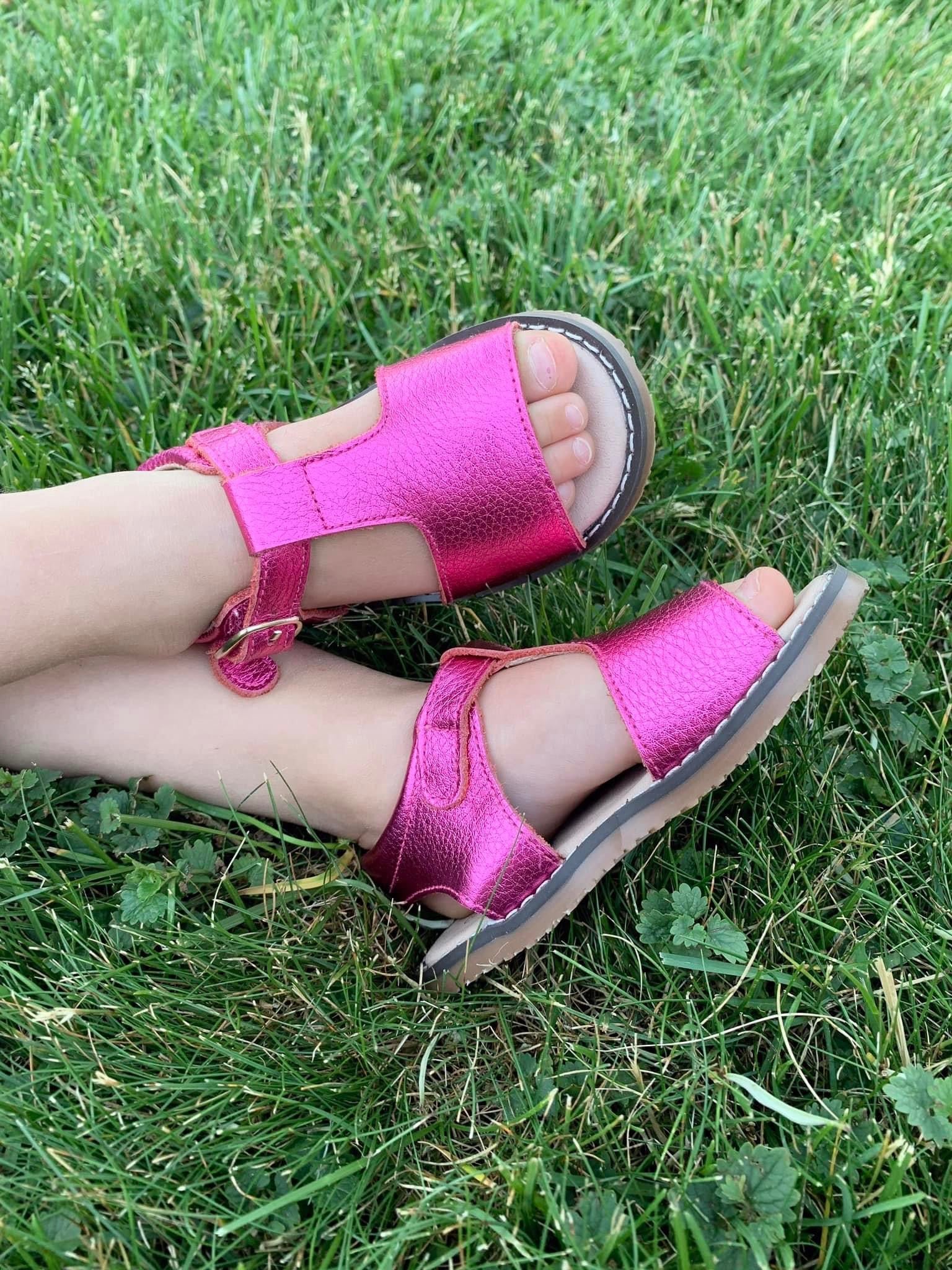 Paige T-bar Sandals - Metallic Pink