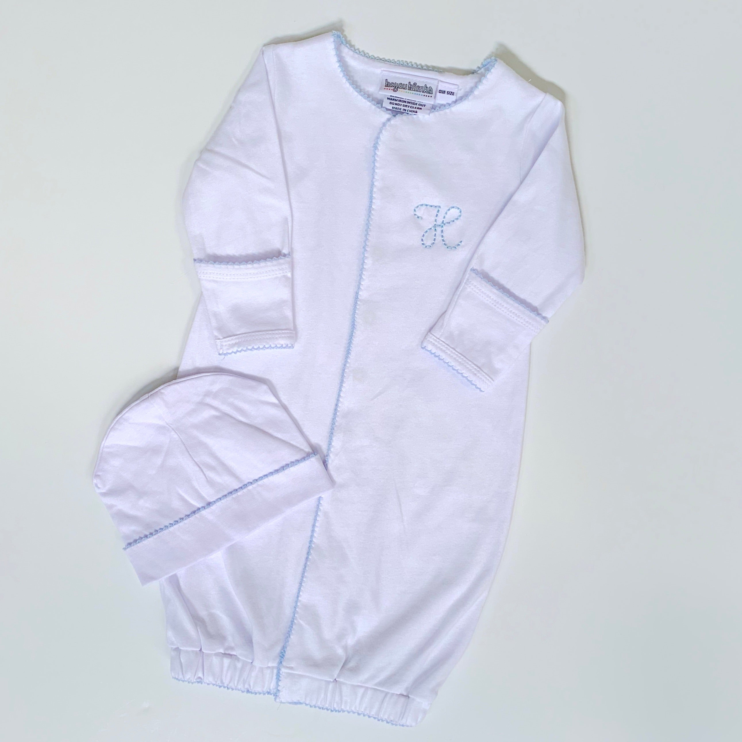 Picot Trim Gown With Hidden Snaps