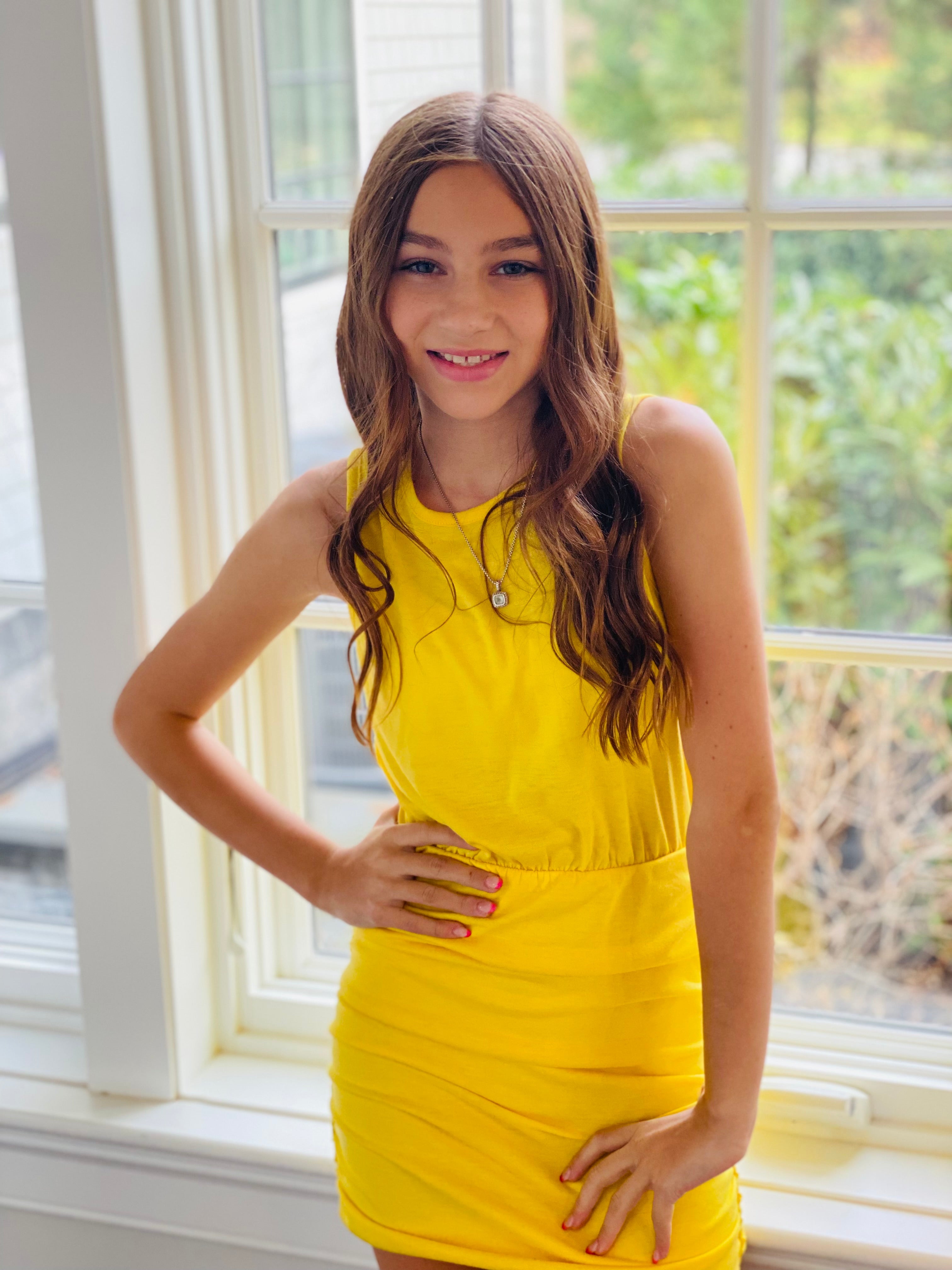 Tweenstyle By Stoopher - Solid Jersey Ruched Dress - Yellow