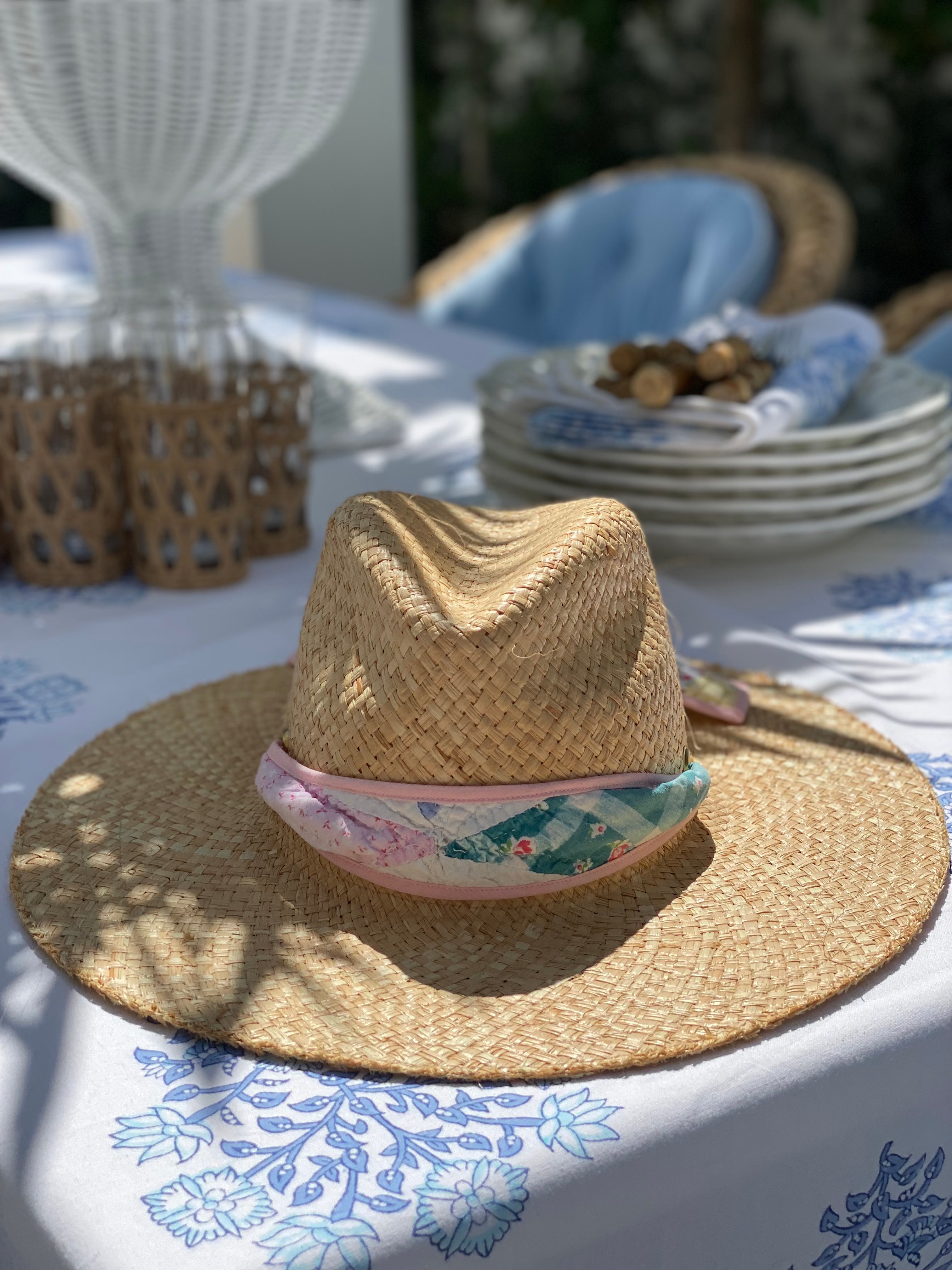 Oleander Sun Hat - Wide White Grosgrain Ribbon