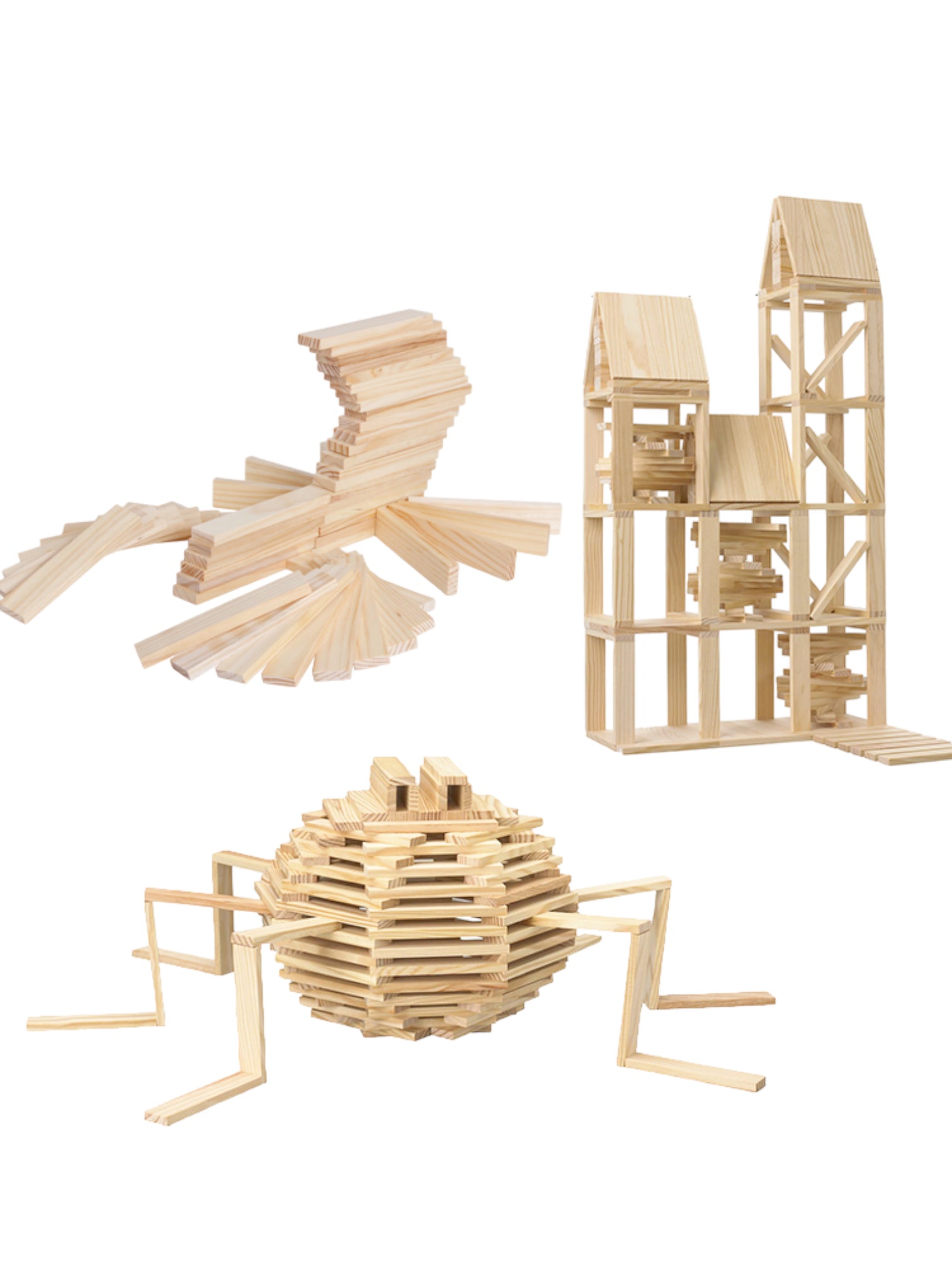 120 Pcs Natural Wooden Building Planks Set