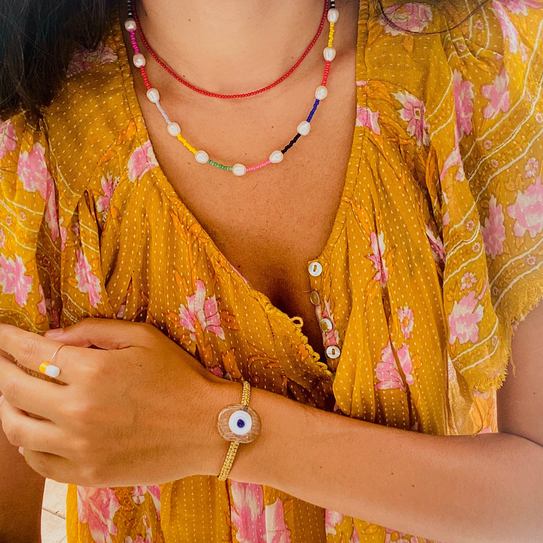 Gigi Freshwater Pearl Rainbow Choker