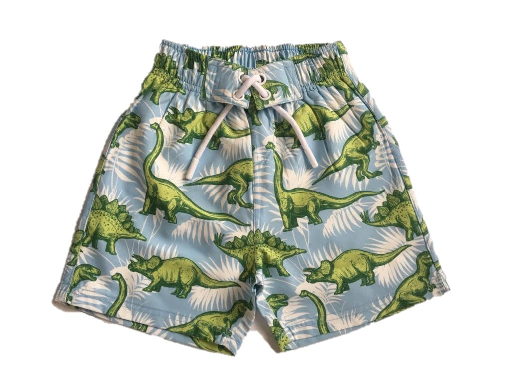 Kids Swim Board Shorts - Dino Palm