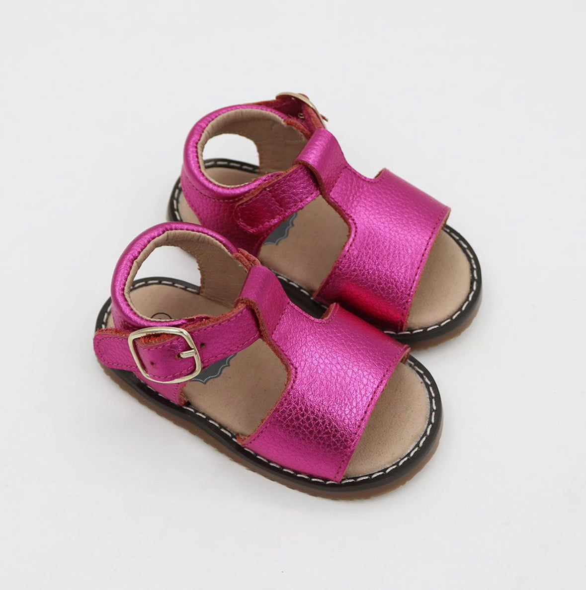Paige T-bar Sandals - Metallic Pink