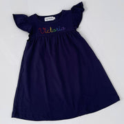 Flutter Sleeve Dress - Navy