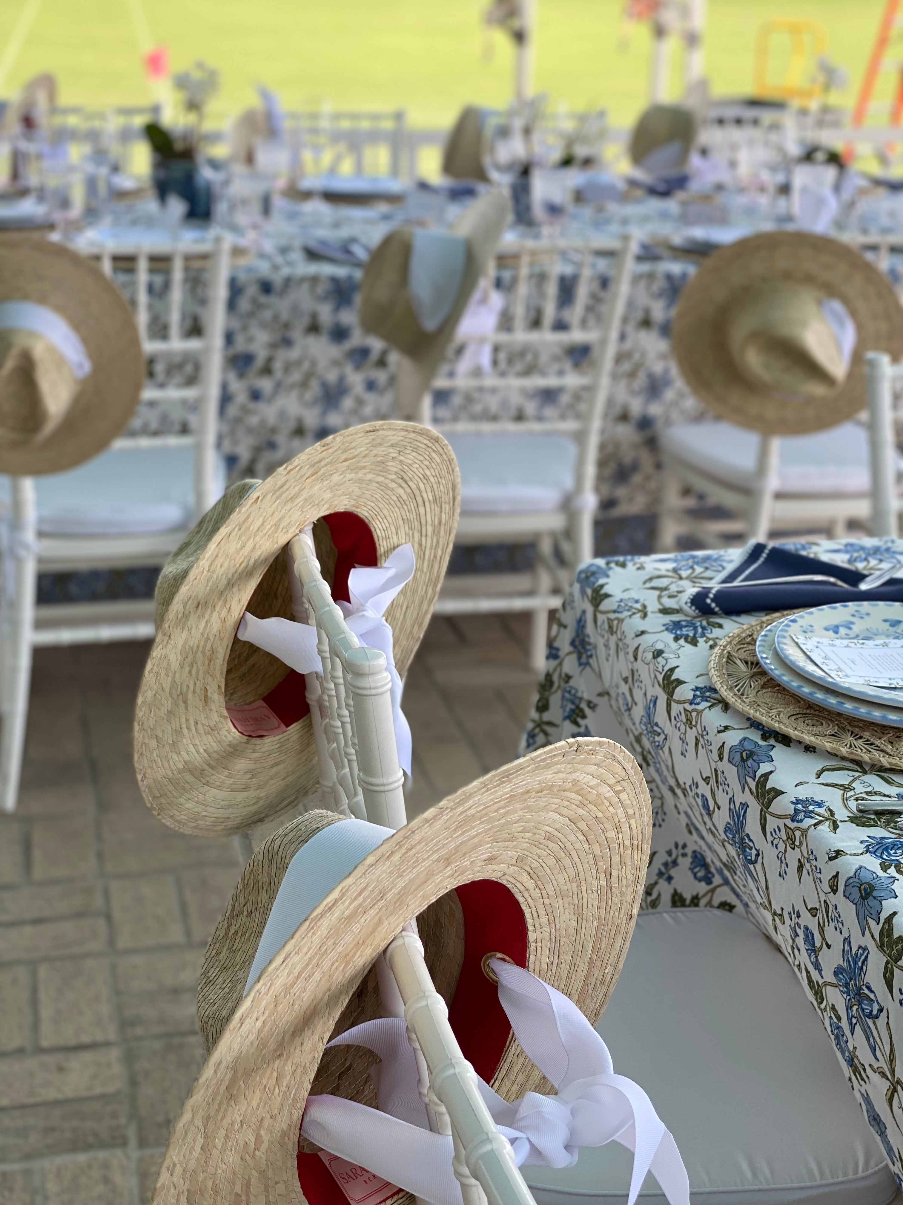 Zinnia Sun Hat - White Wide & Short Tennis & Croquet Ribbon