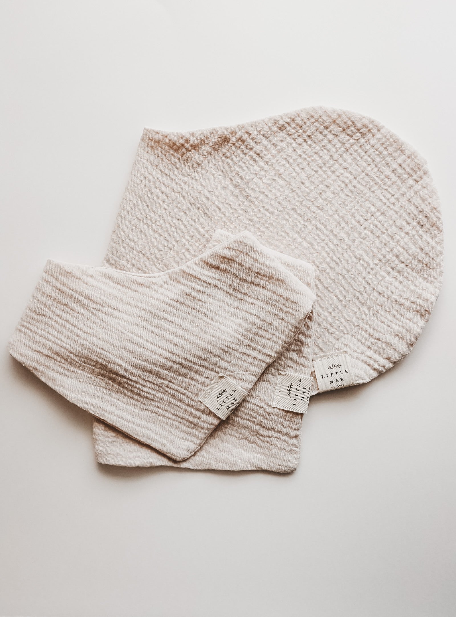 Oat Beige Neutral Baby Bandana Bib Snap Closure