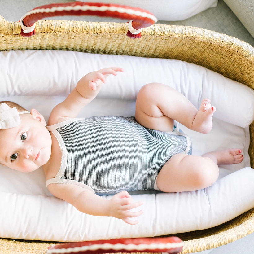 Cognac Handle Moses Basket