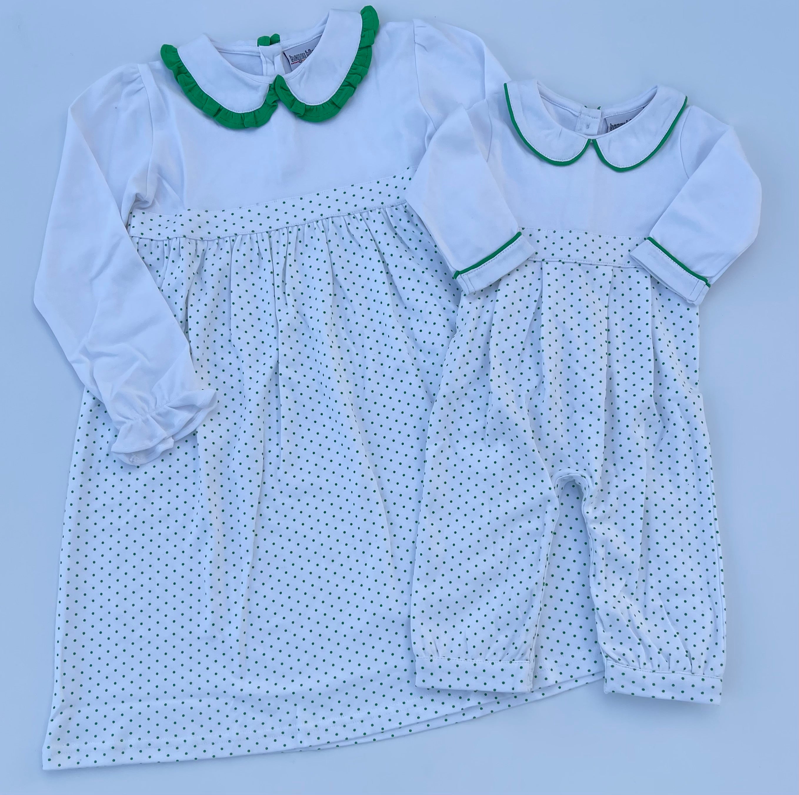 Long Sleeve Bitty Dot Knit Romper - Red & Green