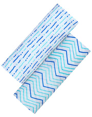 ORGANIC SWADDLE SET - SHADES OF BLUE (Chevron + Dotty)