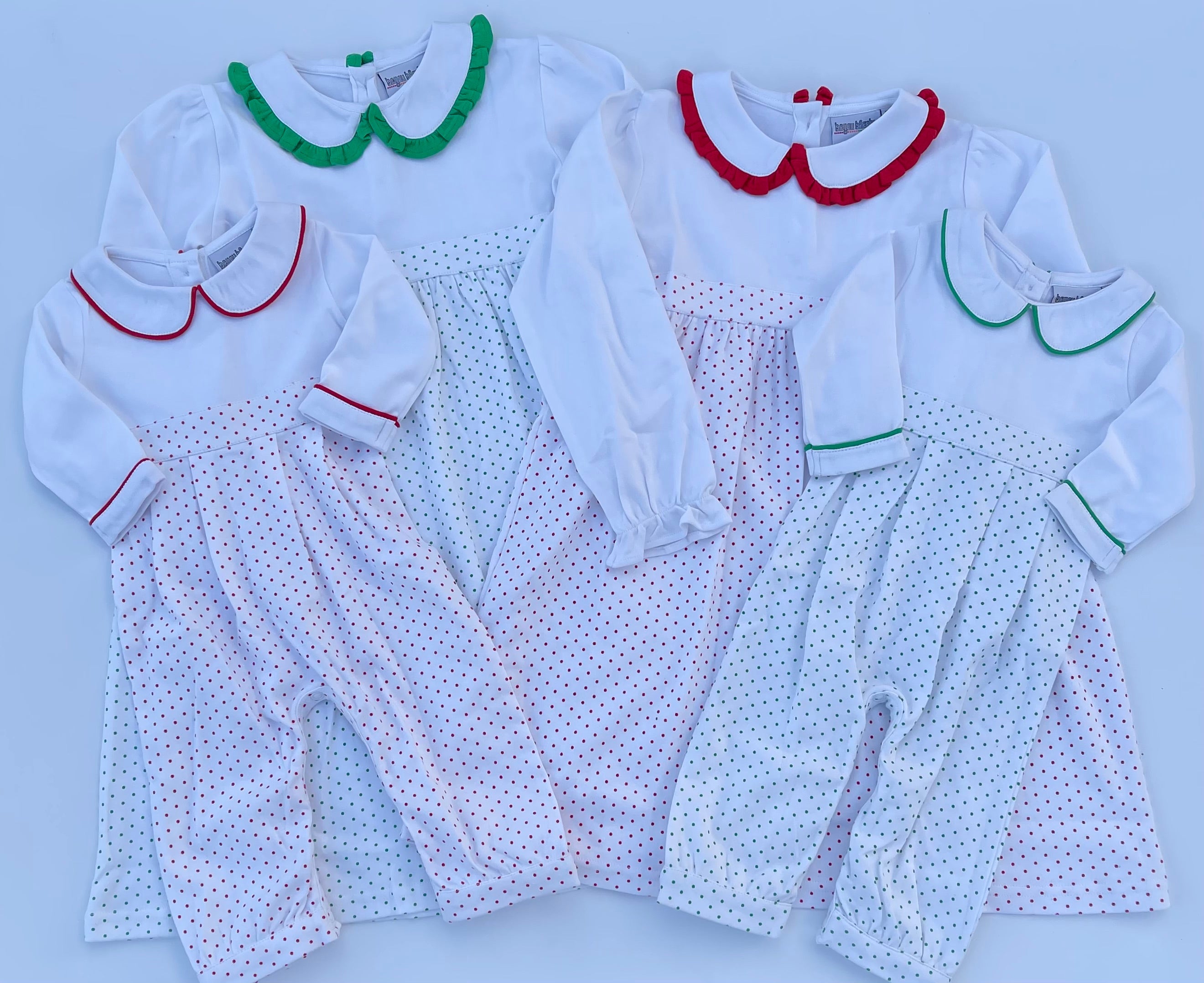 Long Sleeve Bitty Dot Knit Romper - Red & Green