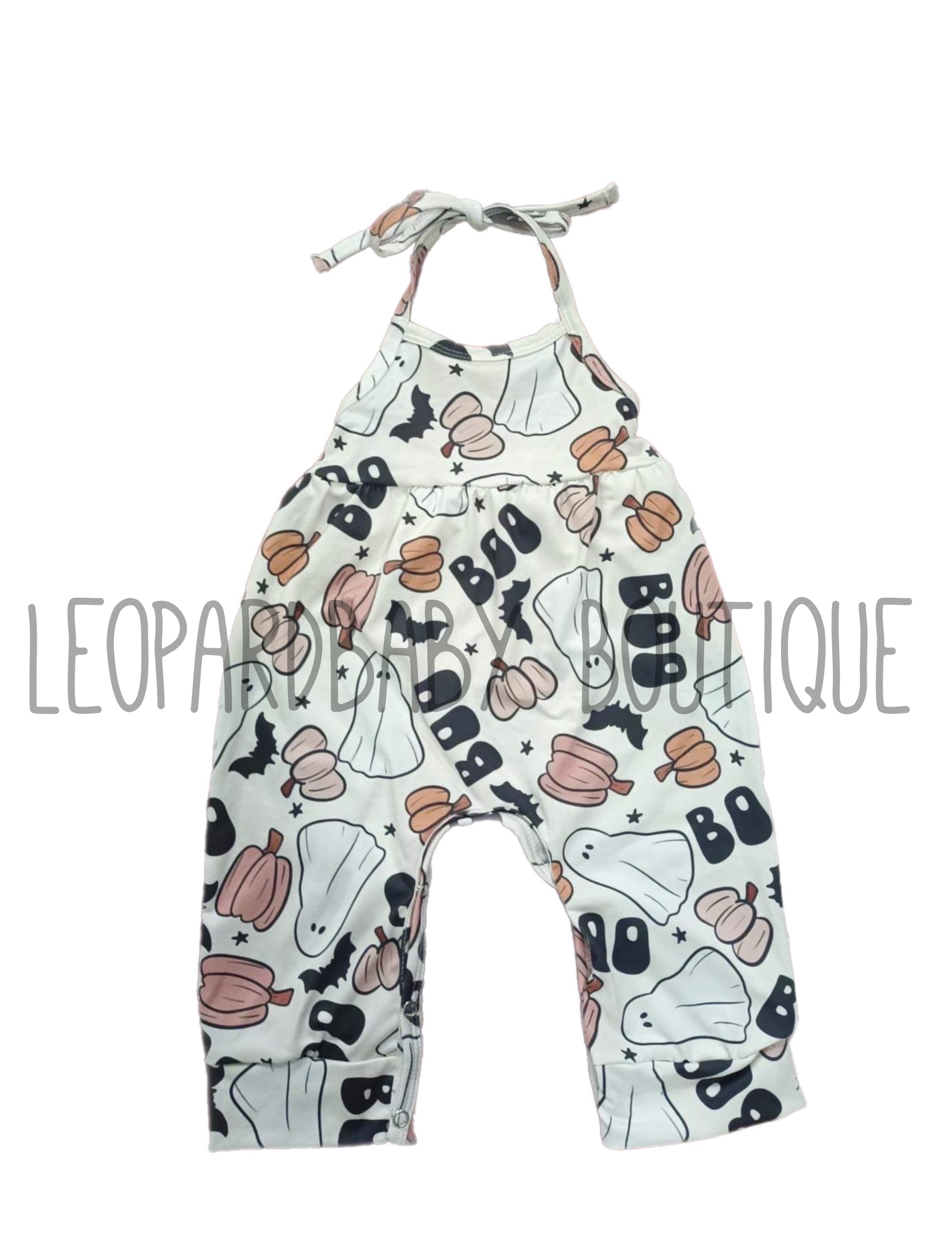 Boo Ghost Halter Tie Romper