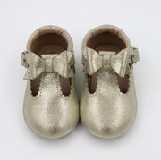 Bow T-straps - Gold Shimmer