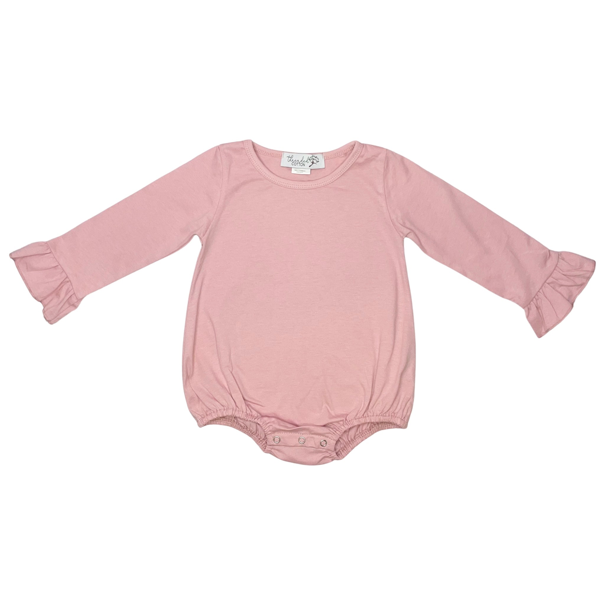 Threaded Cotton Girl Long Sleeve Ruffle Bubble 100% Cotton
