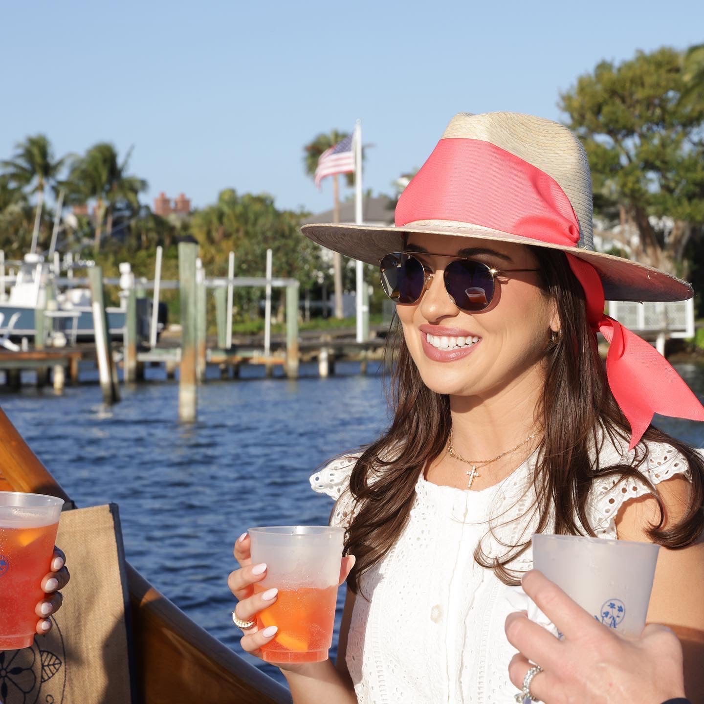 Zinnia Sun Hat -coral Wide & Short Grosgrain Ribbon