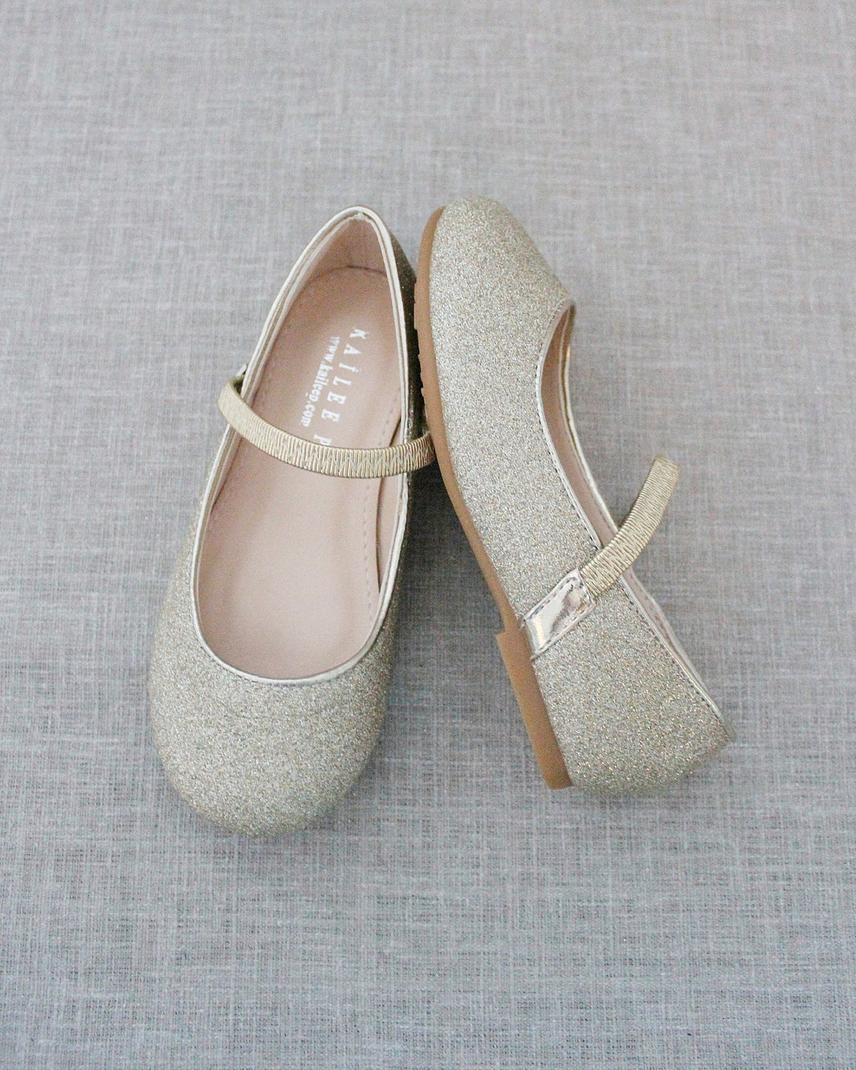 Gold Fine Glitter Mary Jane Flats