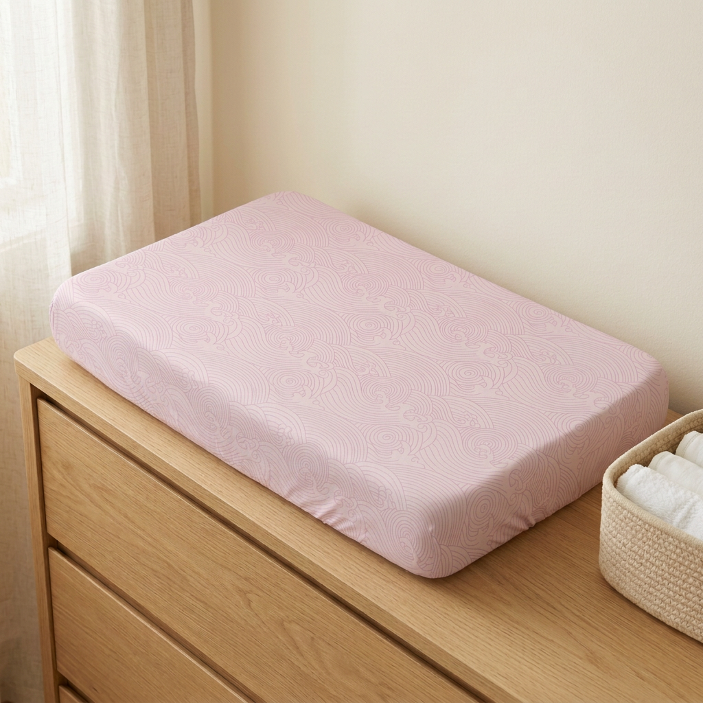 Jersey Knit Polyester Changing Pad Cover In Crashing Sea Waves