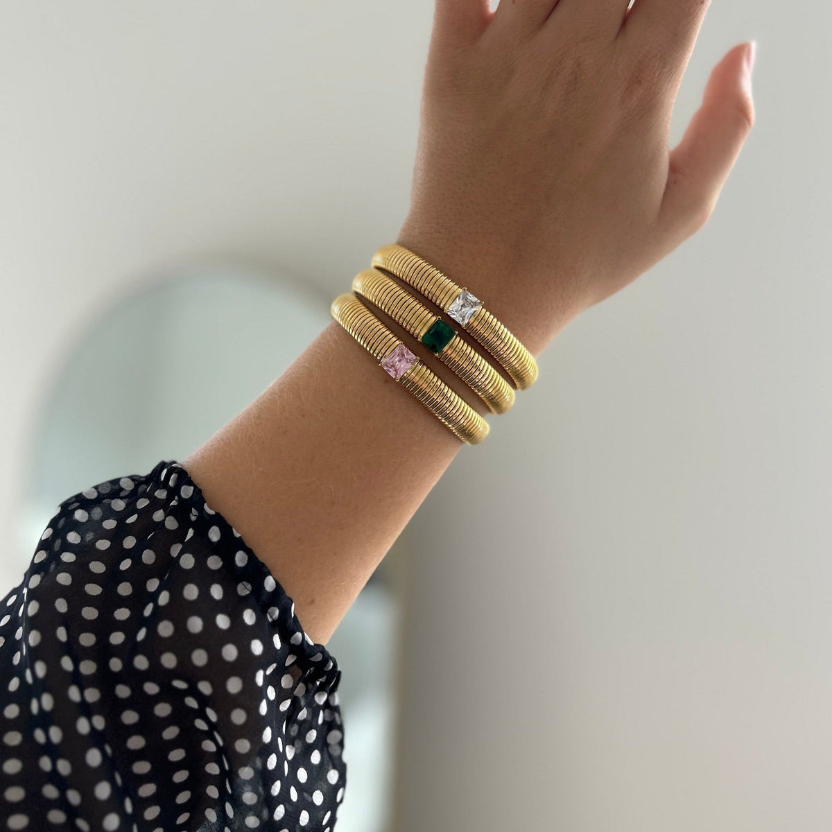 Serenity Pink Cz Gold Bracelet