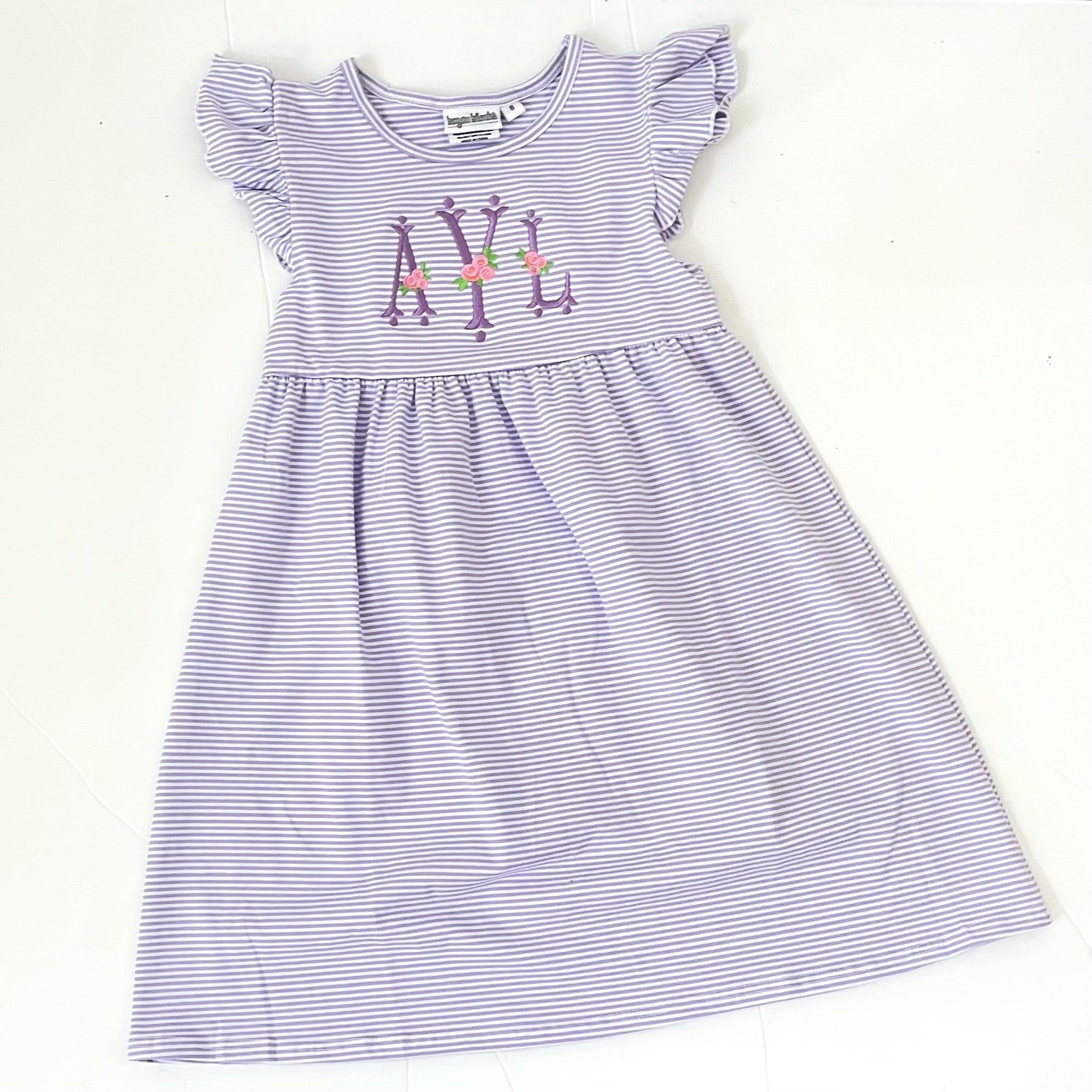 Knit Stripe Flutter Sleeve Dress