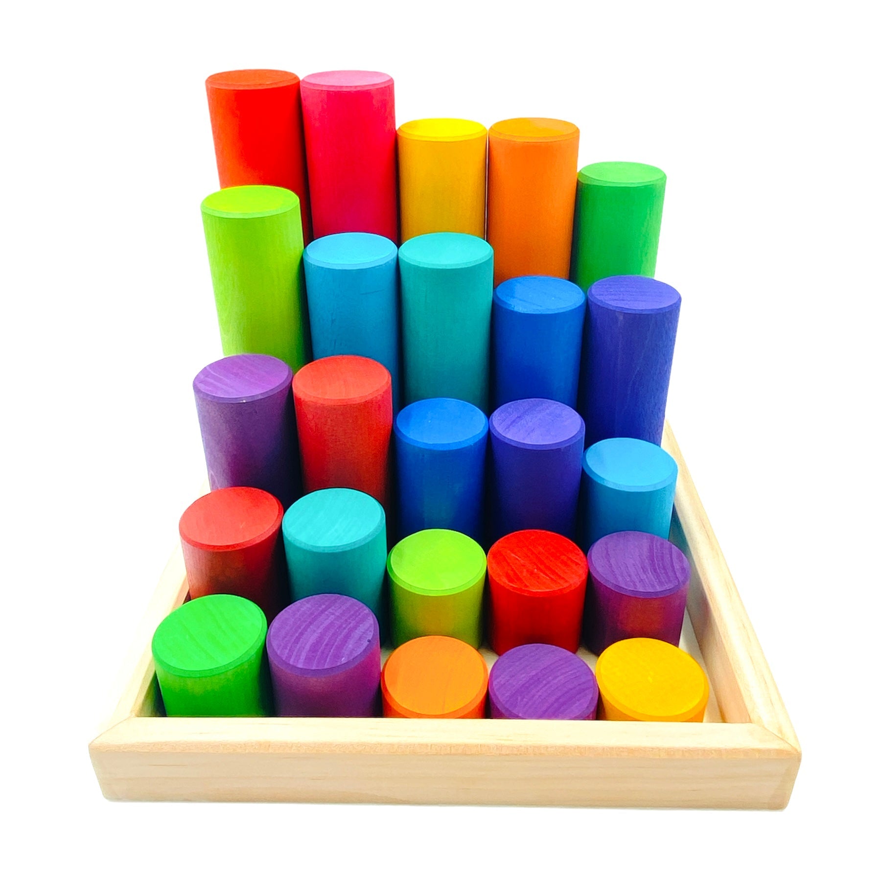 25 Pcs Stained Large Building Rollers Rainbow With Storage Tray
