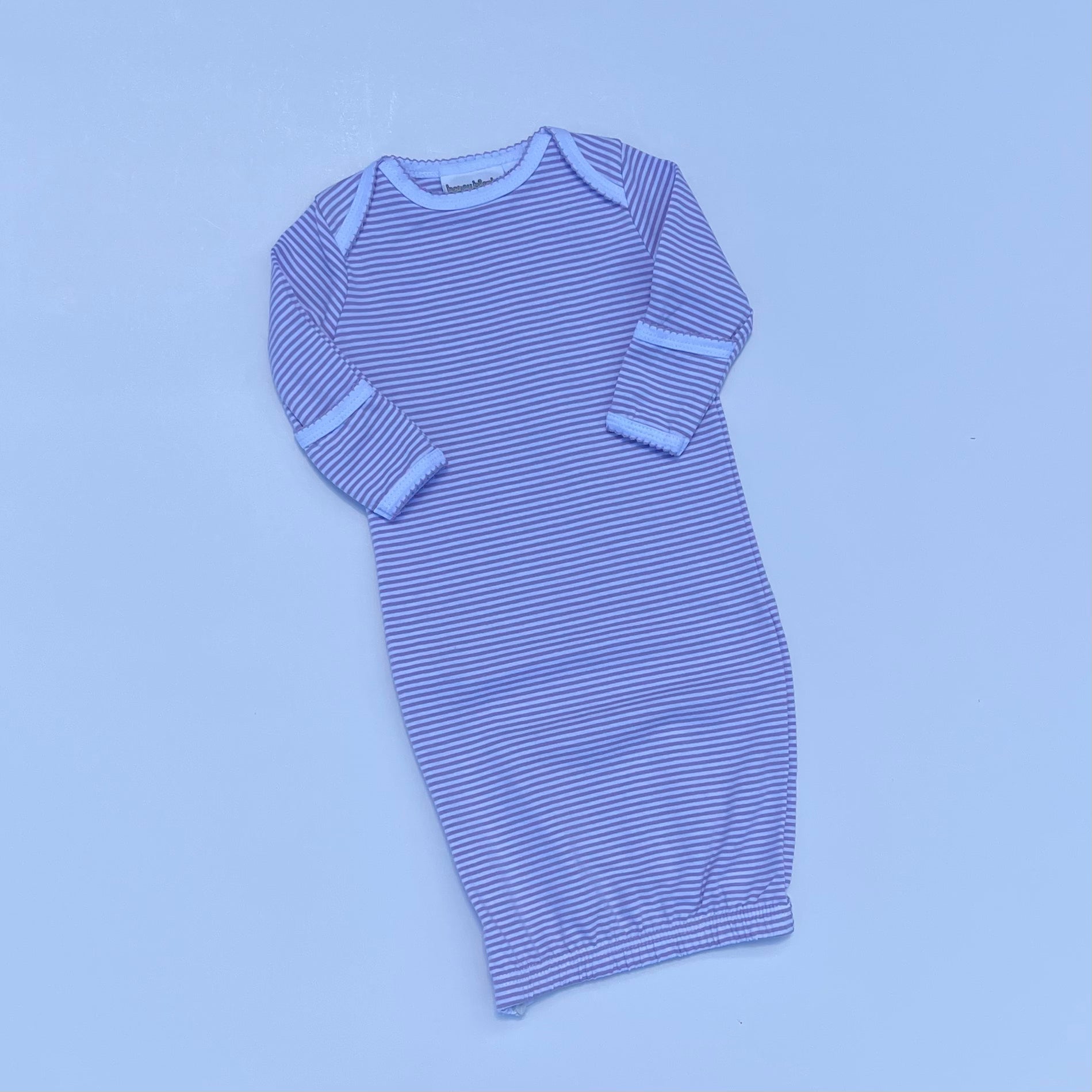 Stripe Gown With Picot Trim