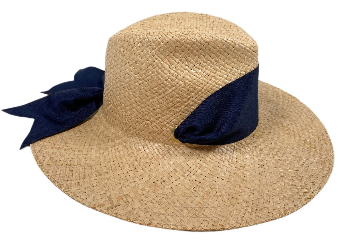 Oleander Sun Hat - Wide Navy Grosgrain Ribbon