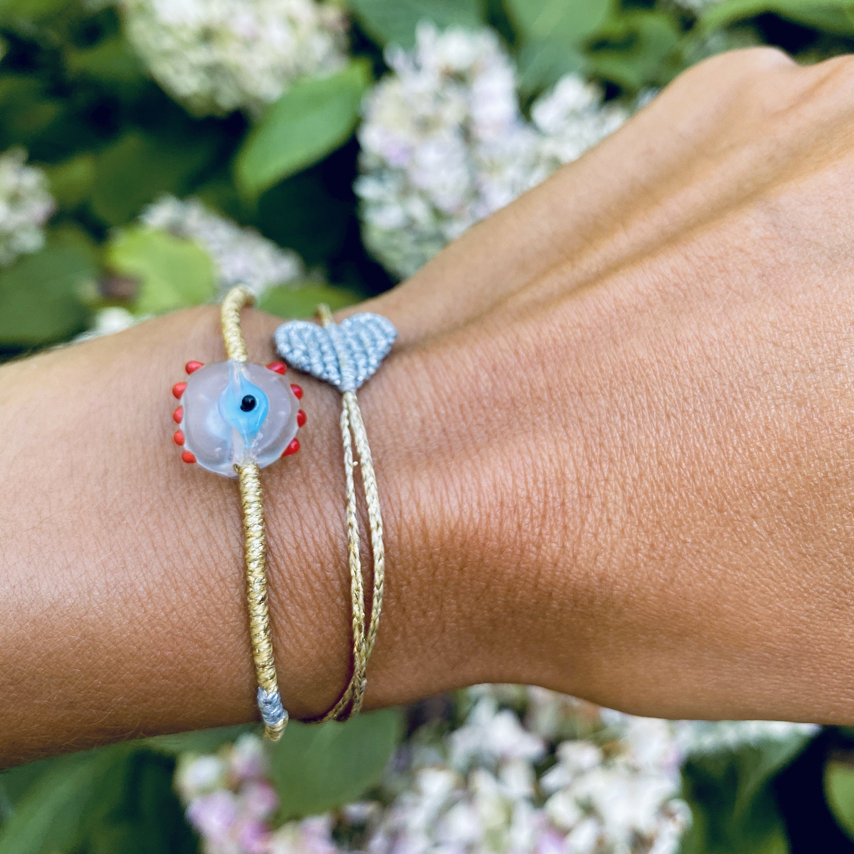 Metallic Clear Murano Evil Eye Bracelet