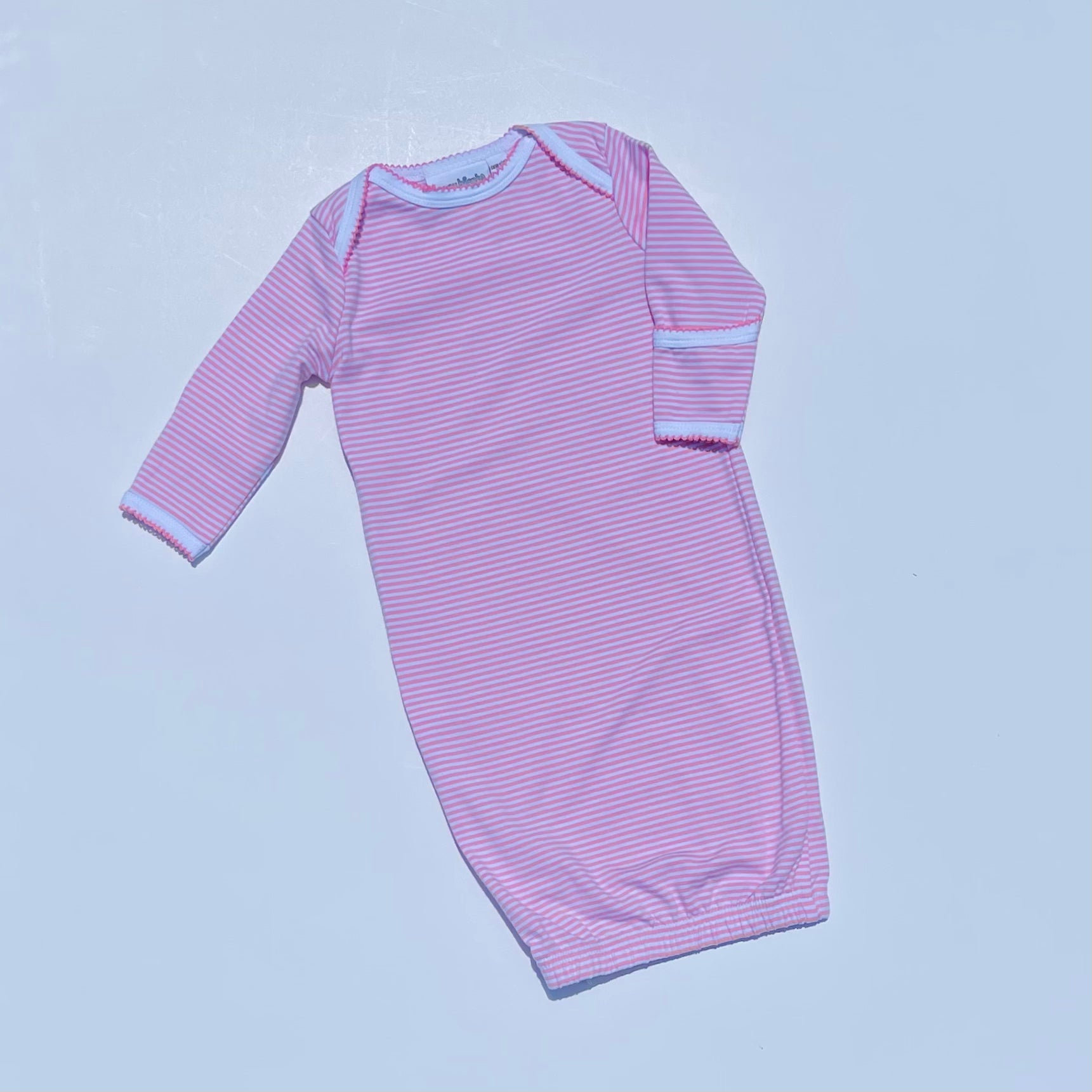 Stripe Gown With Picot Trim