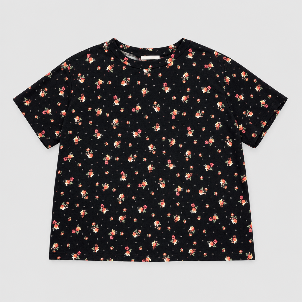 Tweenstyle - Black Floral Boxy Tee