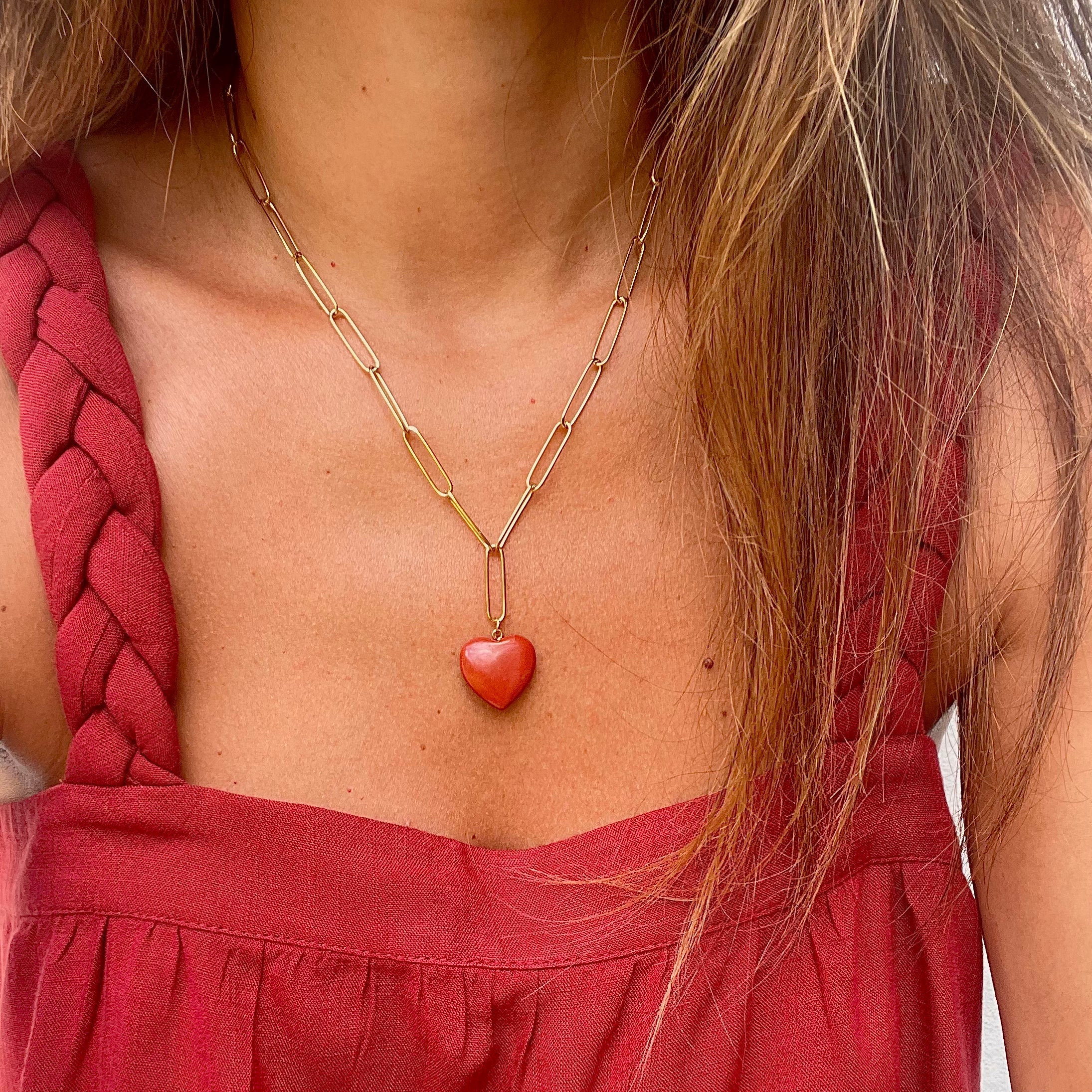 Kendall Gemstone Heart Chain Necklace