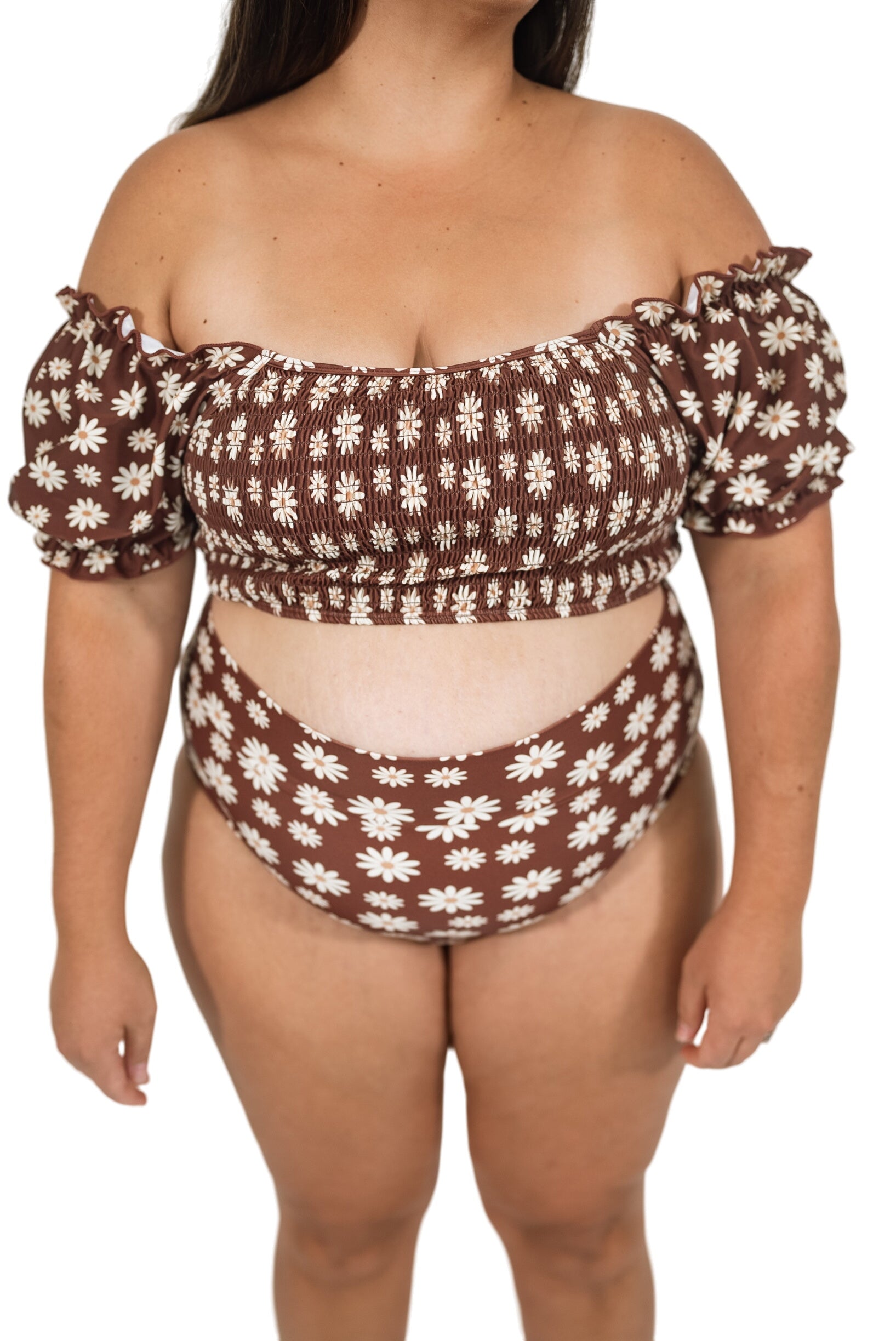 Women's Sleeved Bikini | Warm Brown Floral