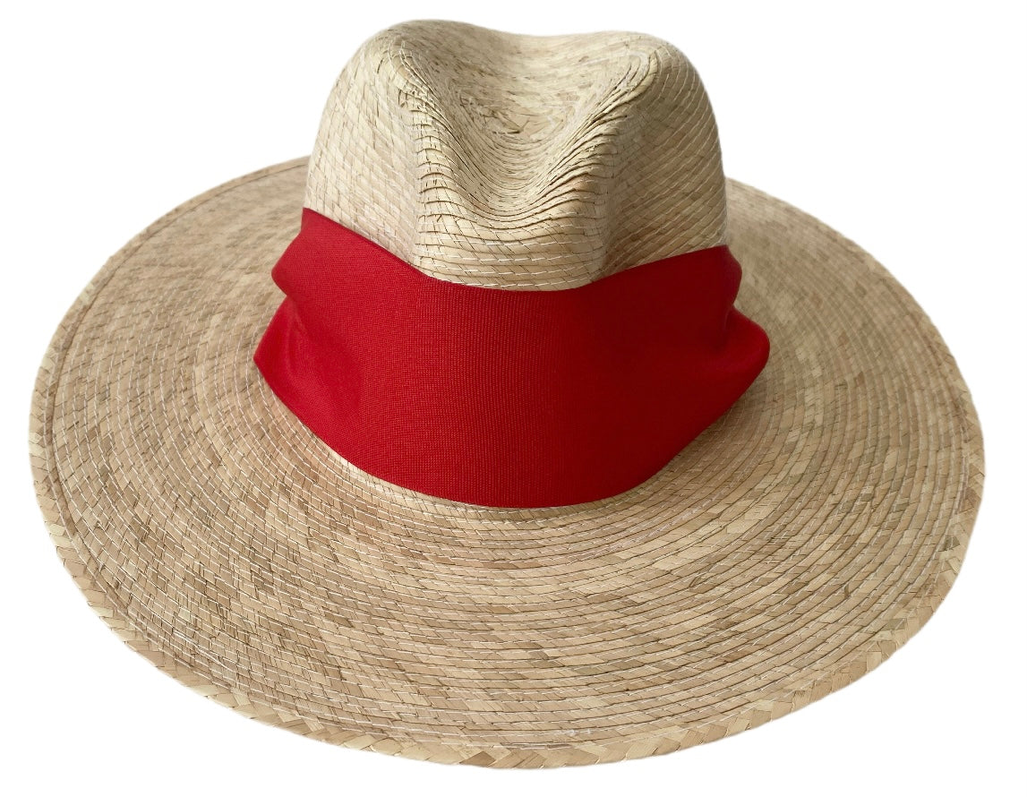 Zinnia Sun Hat - Red Wide & Short Grosgrain Ribbon