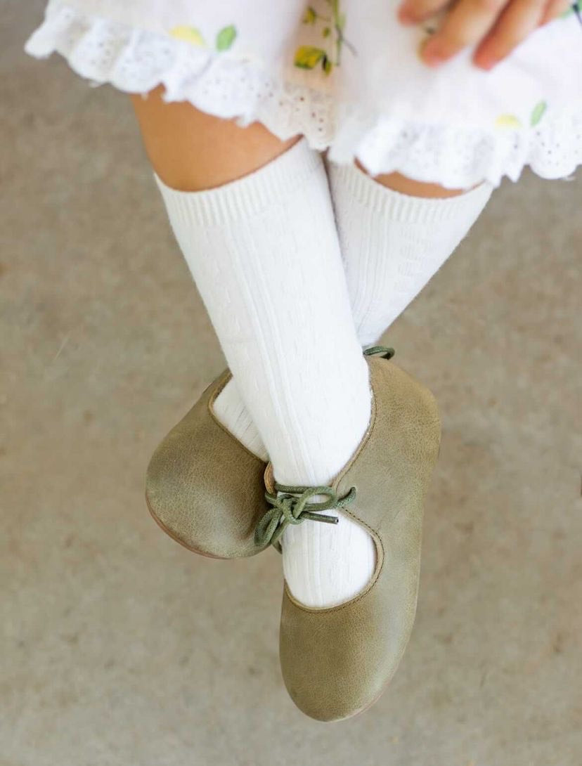 Londyn Tie Mary Jane - Olive Green Nubuck Leather