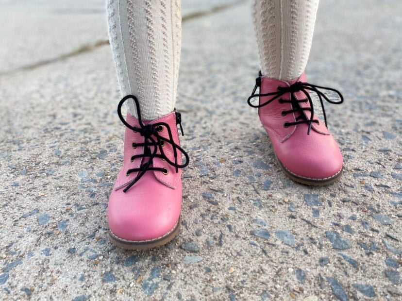 𝐂𝐎𝐌𝐁𝐀𝐓 𝐁𝐎𝐎𝐓𝐒 - Pink - With Side Zipper And Laces