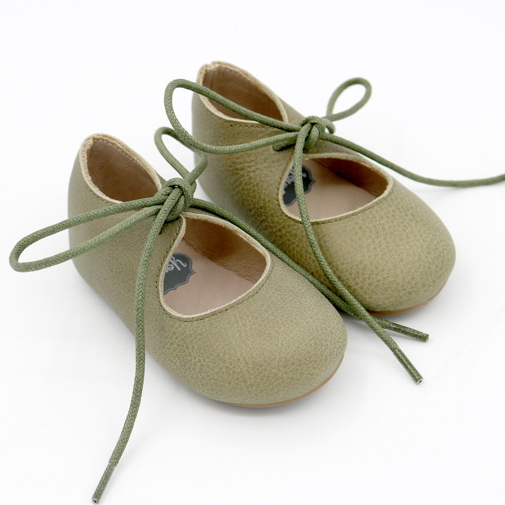 Londyn Tie Mary Jane - Olive Green Nubuck Leather