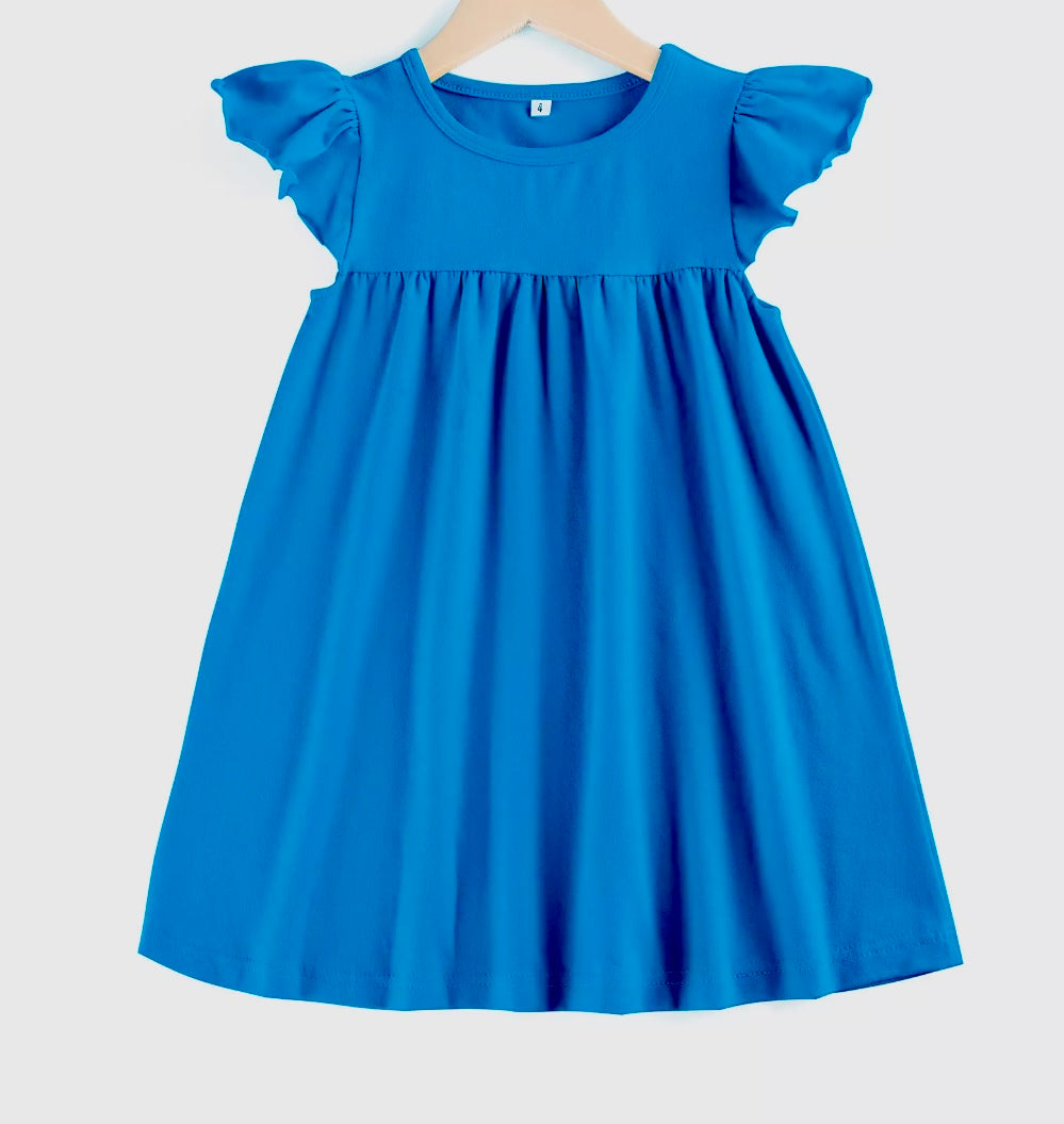 Flutter Sleeve Dress—royal Blue
