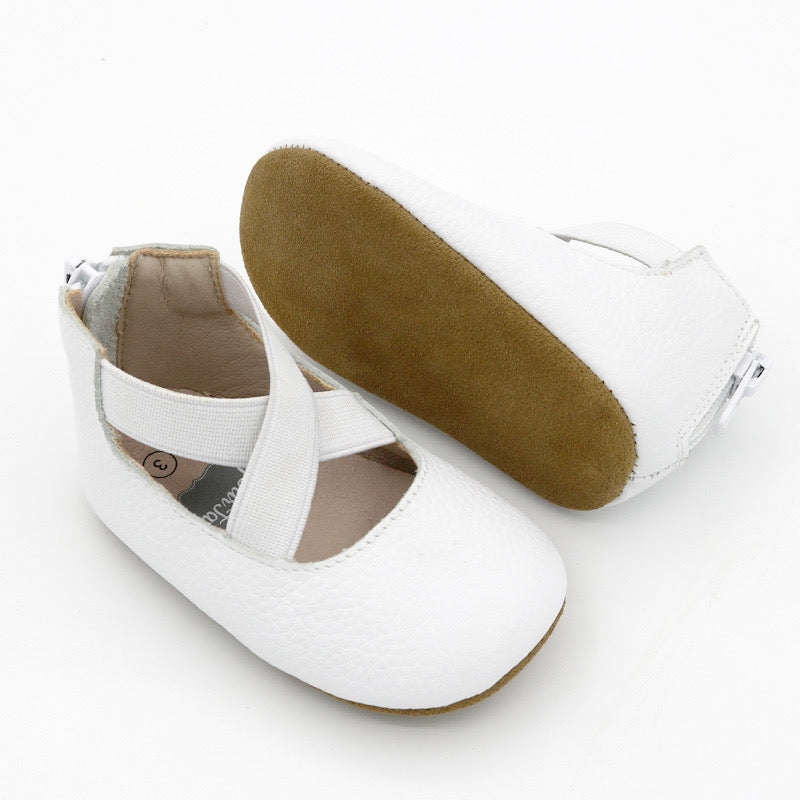 Zipper Ballet White Leather