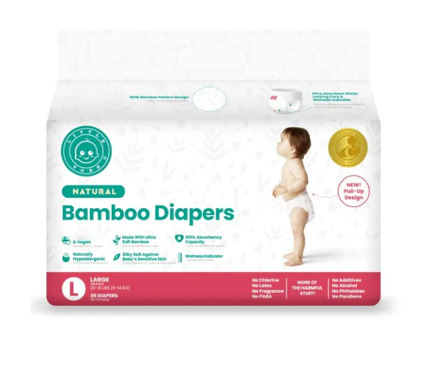 Little Toes Disposable Natural Bamboo Diapers And Pull-ups | Go Green | 36 Packs