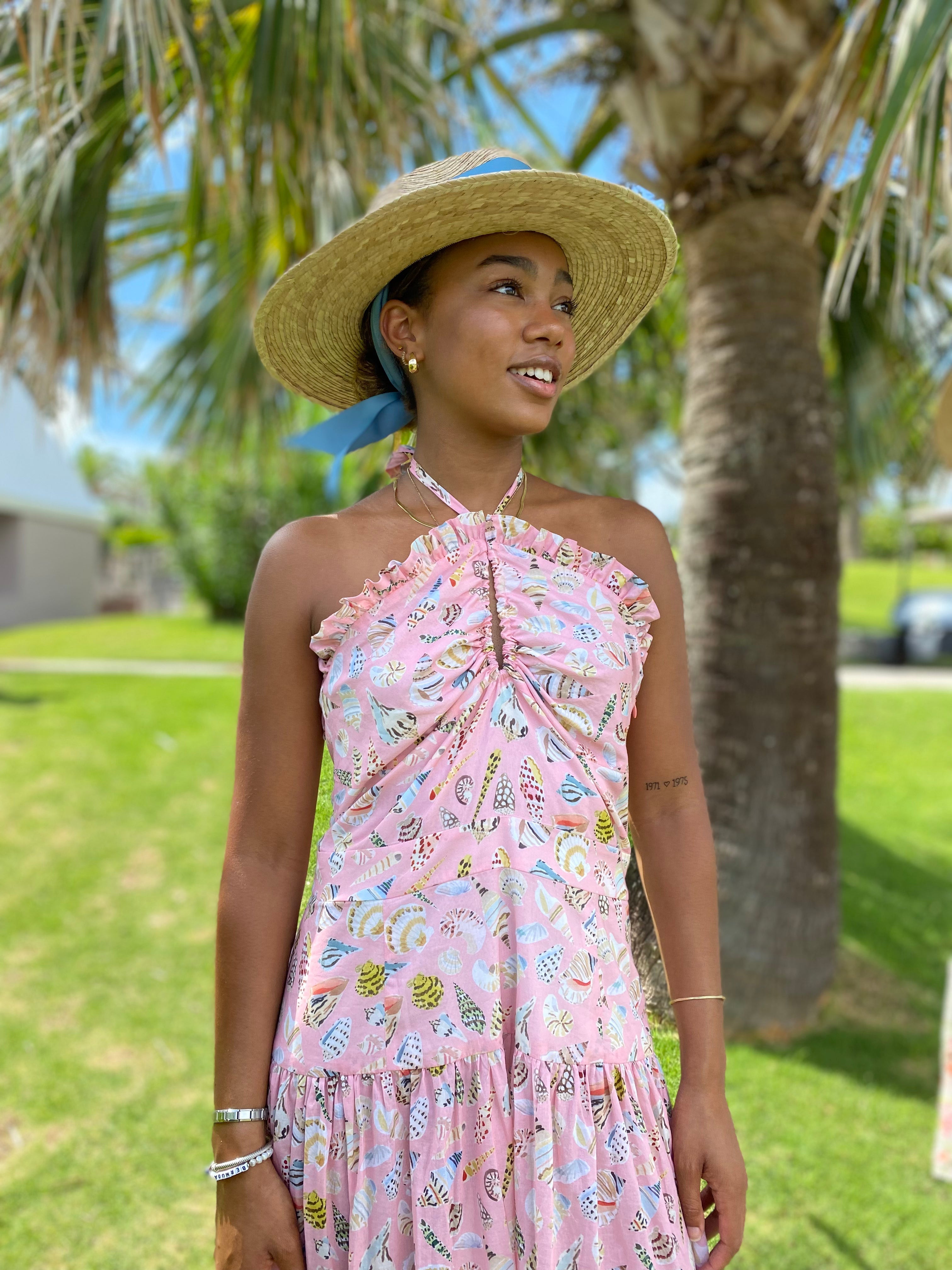 Zinnia Sun Hat -coral Wide & Short Grosgrain Ribbon