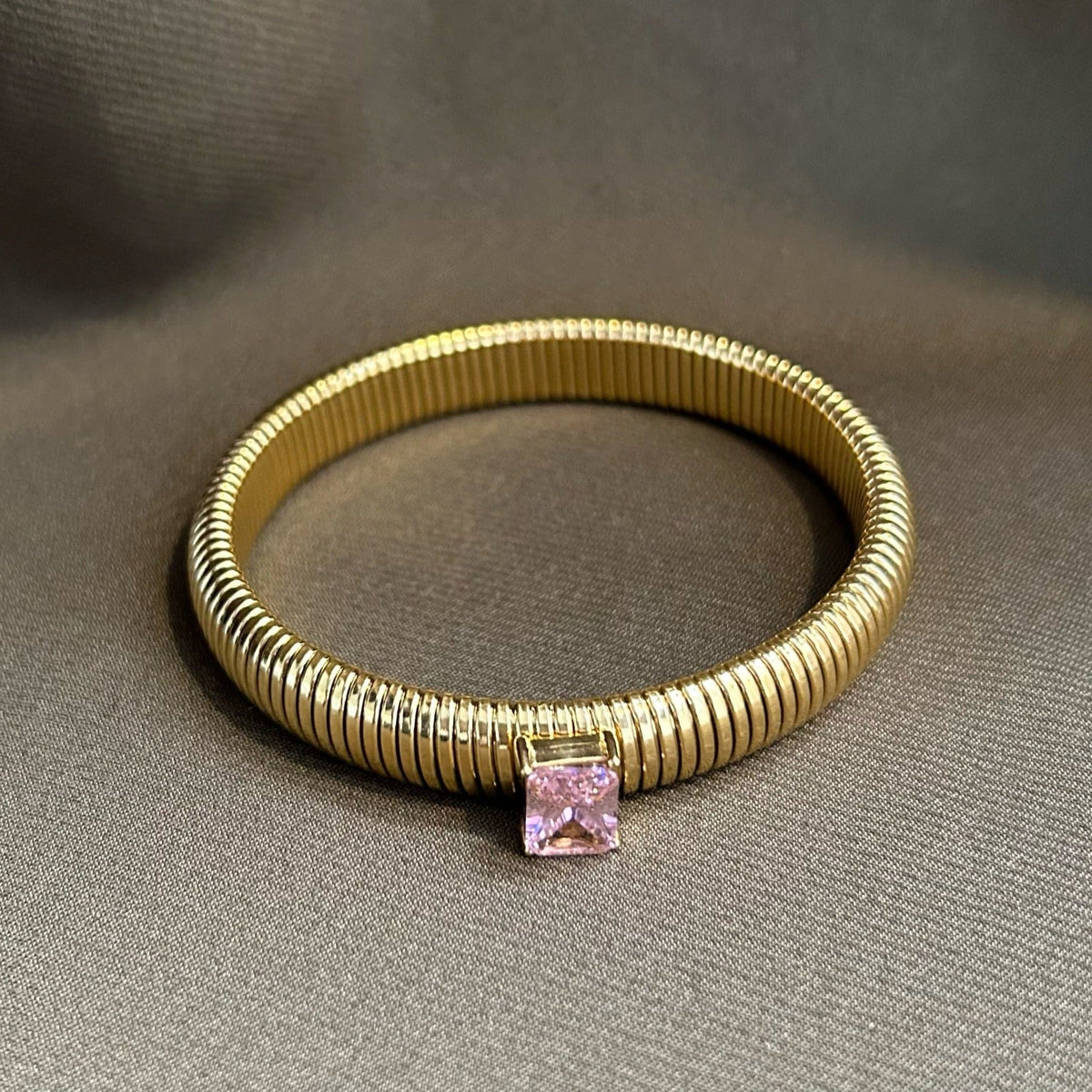 Serenity Pink Cz Gold Bracelet