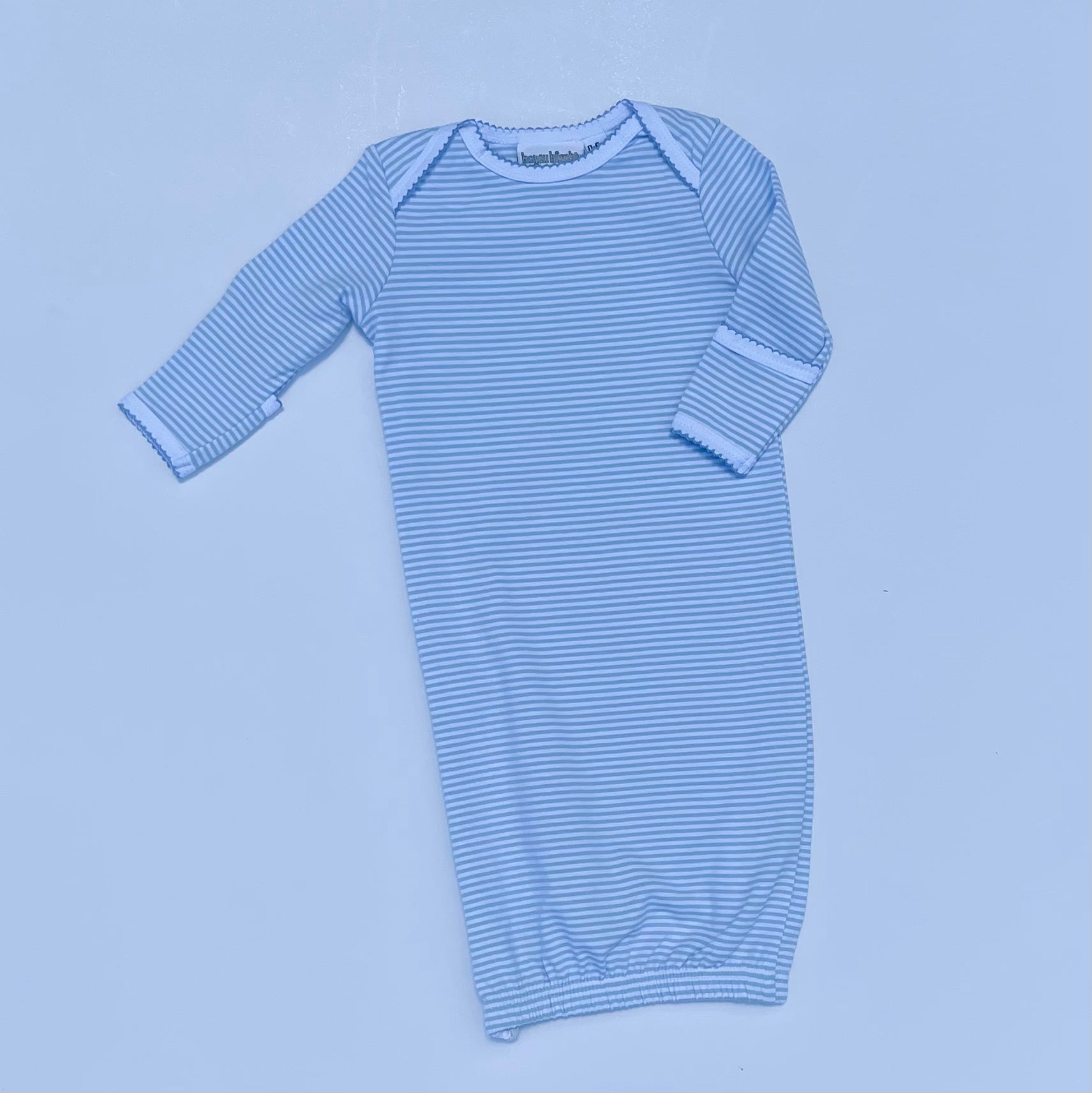 Stripe Gown With Picot Trim