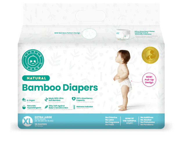 Little Toes Disposable Natural Bamboo Diapers And Pull-ups | Go Green | 36 Packs