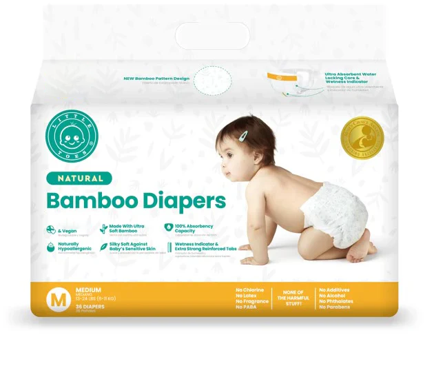 Little Toes Disposable Natural Bamboo Diapers And Pull-ups | Go Green | 36 Packs