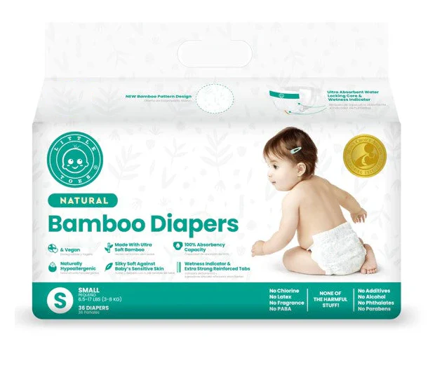 Little Toes Disposable Natural Bamboo Diapers And Pull-ups | Go Green | 36 Packs
